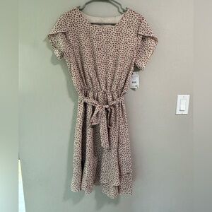 Joslyn Mineth Floral Beige Midi Dress – Size L – NWT